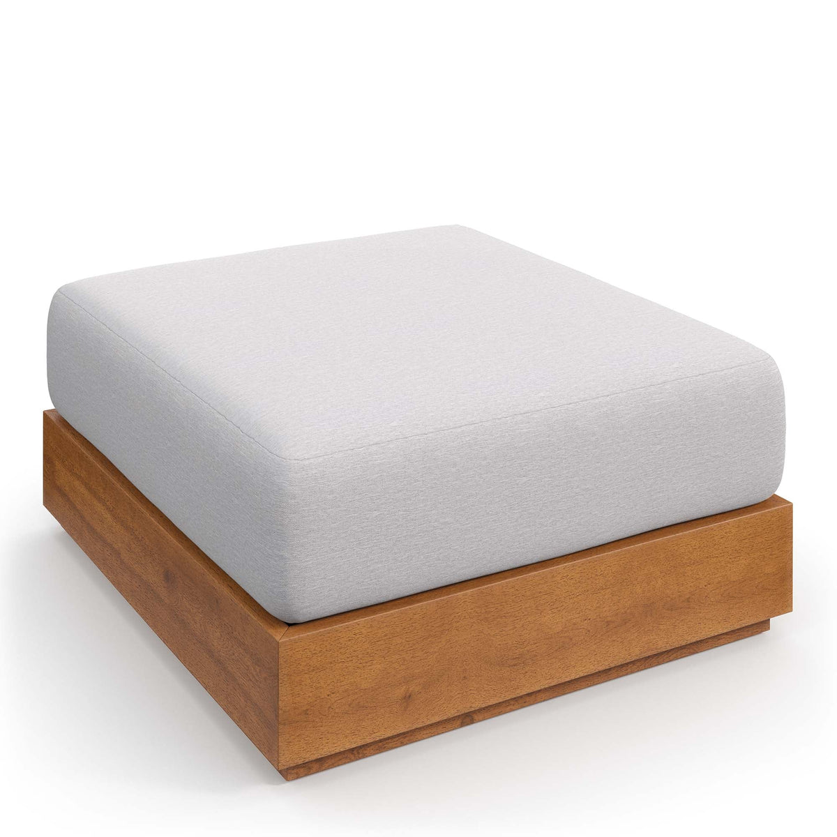 Tahoe Natural/Light Gray Outdoor Patio Acacia Wood Ottoman - Ornate Home