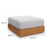 Tahoe Natural/Light Gray Outdoor Patio Acacia Wood Ottoman - Ornate Home