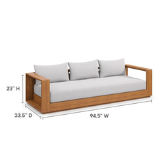Tahoe Natural/Light Gray Outdoor Patio Acacia Wood Sofa - Ornate Home