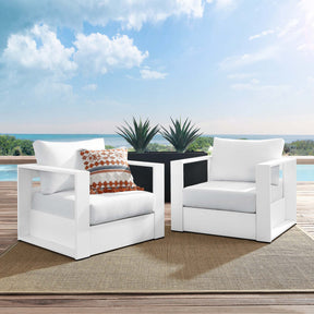 Tahoe White 2-Piece Outdoor Patio Powder-Coated Aluminum Armchair Set - Ornate Home