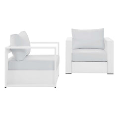 Tahoe White 2-Piece Outdoor Patio Powder-Coated Aluminum Armchair Set - Ornate Home