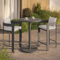 Tahoe White 3-Piece Outdoor Patio Aluminum Bar Set - Ornate Home