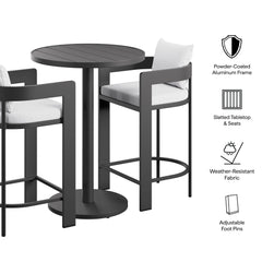 Tahoe White 3-Piece Outdoor Patio Aluminum Bar Set - Ornate Home