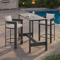 Tahoe White 3-Piece Outdoor Patio Aluminum Bar Table Set - Ornate Home