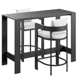 Tahoe White 3-Piece Outdoor Patio Aluminum Bar Table Set - Ornate Home