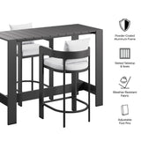 Tahoe White 3-Piece Outdoor Patio Aluminum Bar Table Set - Ornate Home