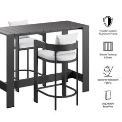 Tahoe White 3-Piece Outdoor Patio Aluminum Bar Table Set - Ornate Home