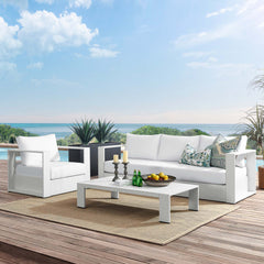 Tahoe White 3-Piece Outdoor Patio Powder-Coated Aluminum Set - Ornate Home