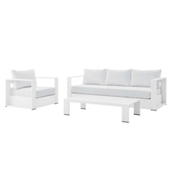 Tahoe White 3-Piece Outdoor Patio Powder-Coated Aluminum Set - Ornate Home