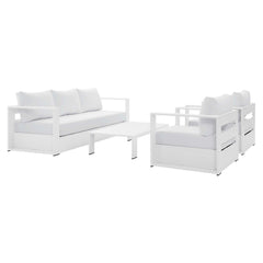 Tahoe White 4-Piece Outdoor Patio Powder-Coated Aluminum Set - Ornate Home