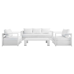 Tahoe White 4-Piece Outdoor Patio Powder-Coated Aluminum Set - Ornate Home