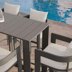 Tahoe White 5-Piece Outdoor Patio Bar Table Set - Ornate Home
