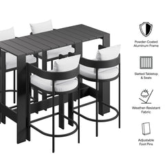 Tahoe White 5-Piece Outdoor Patio Bar Table Set - Ornate Home
