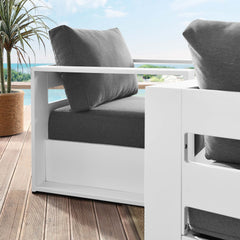 Tahoe White/Charcoal 2-Piece Outdoor Patio Powder-Coated Aluminum Armchair Set - Ornate Home