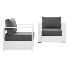 Tahoe White/Charcoal 2-Piece Outdoor Patio Powder-Coated Aluminum Armchair Set - Ornate Home