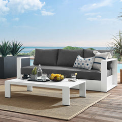 Tahoe White/Charcoal 2-Piece Outdoor Patio Powder-Coated Aluminum Set - Ornate Home