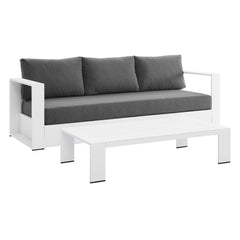 Tahoe White/Charcoal 2-Piece Outdoor Patio Powder-Coated Aluminum Set - Ornate Home