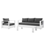 Tahoe White/Charcoal 3-Piece Outdoor Patio Powder-Coated Aluminum Set - Ornate Home