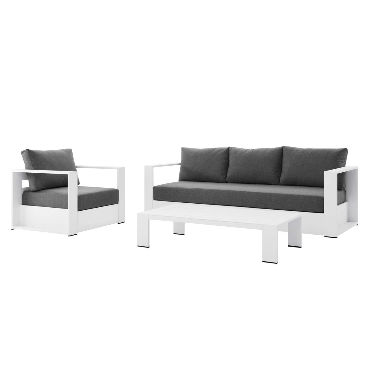 Tahoe White/Charcoal 3-Piece Outdoor Patio Powder-Coated Aluminum Set - Ornate Home