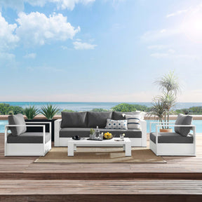 Tahoe White/Charcoal 4-Piece Outdoor Patio Powder-Coated Aluminum Set - Ornate Home