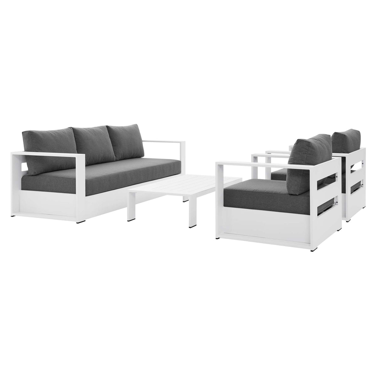 Tahoe White/Charcoal 4-Piece Outdoor Patio Powder-Coated Aluminum Set - Ornate Home
