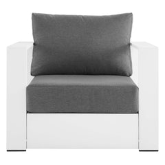Tahoe White/Charcoal Outdoor Patio Powder-Coated Aluminum Armchair - Ornate Home