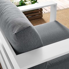 Tahoe White/Charcoal Outdoor Patio Powder-Coated Aluminum Armchair - Ornate Home