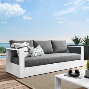 Tahoe White/Charcoal Outdoor Patio Powder-Coated Aluminum Sofa - Ornate Home