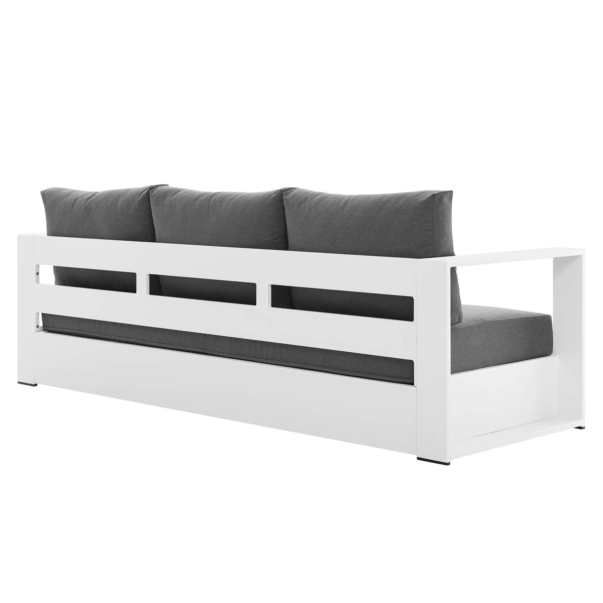 Tahoe White/Charcoal Outdoor Patio Powder-Coated Aluminum Sofa - Ornate Home