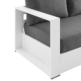 Tahoe White/Charcoal Outdoor Patio Powder-Coated Aluminum Sofa - Ornate Home