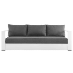 Tahoe White/Charcoal Outdoor Patio Powder-Coated Aluminum Sofa - Ornate Home