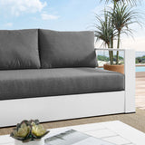 Tahoe White/Charcoal Outdoor Patio Powder-Coated Aluminum Sofa - Ornate Home