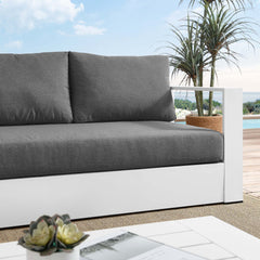 Tahoe White/Charcoal Outdoor Patio Powder-Coated Aluminum Sofa - Ornate Home
