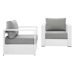 Tahoe White/Gray 2-Piece Outdoor Patio Powder-Coated Aluminum Armchair Set - Ornate Home