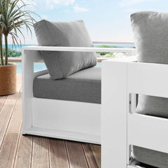 Tahoe White/Gray 2-Piece Outdoor Patio Powder-Coated Aluminum Armchair Set - Ornate Home