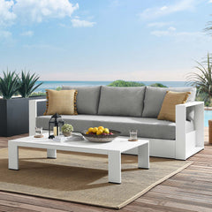 Tahoe White/Gray 2-Piece Outdoor Patio Powder-Coated Aluminum Set - Ornate Home