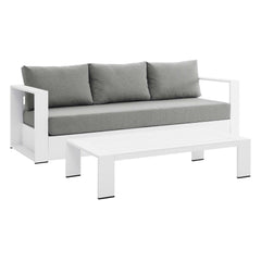 Tahoe White/Gray 2-Piece Outdoor Patio Powder-Coated Aluminum Set - Ornate Home