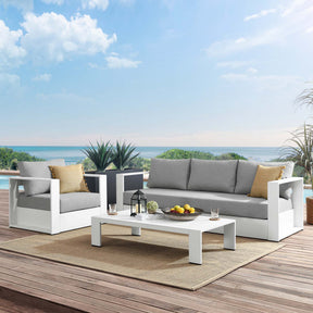 Tahoe White/Gray 3-Piece Outdoor Patio Powder-Coated Aluminum Set - Ornate Home
