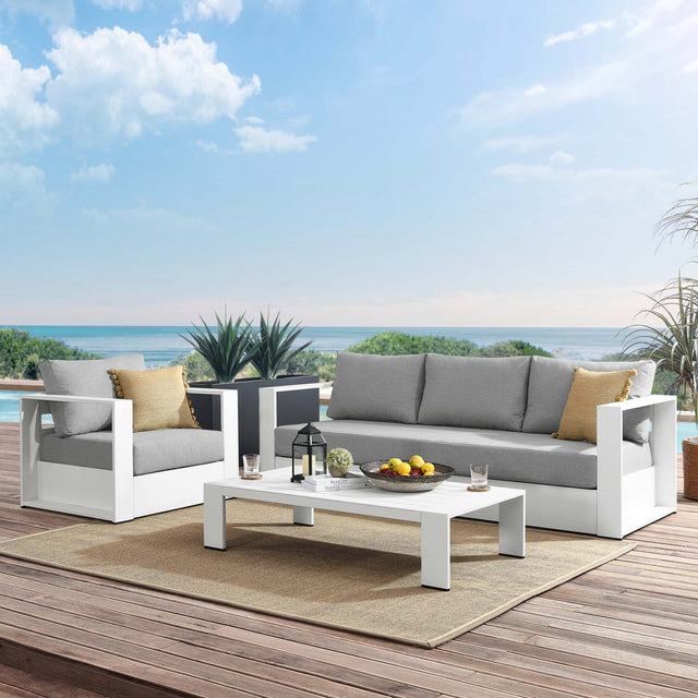 Tahoe White/Gray 3-Piece Outdoor Patio Powder-Coated Aluminum Set - Ornate Home