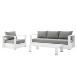 Tahoe White/Gray 3-Piece Outdoor Patio Powder-Coated Aluminum Set - Ornate Home