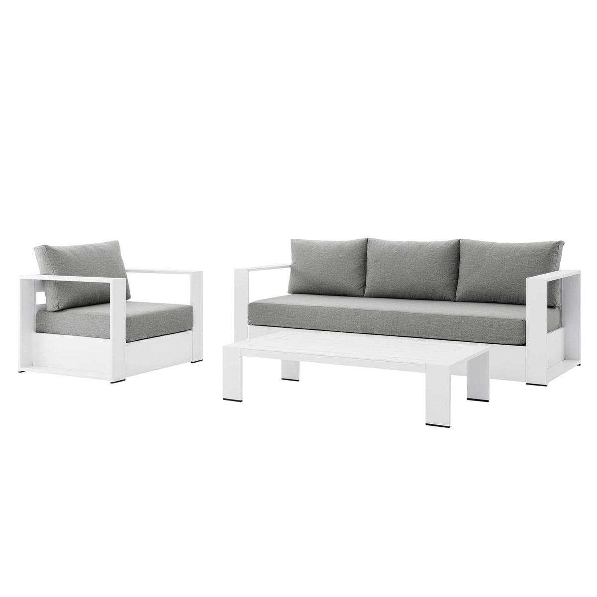 Tahoe White/Gray 3-Piece Outdoor Patio Powder-Coated Aluminum Set - Ornate Home