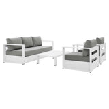 Tahoe White/Gray 4-Piece Outdoor Patio Powder-Coated Aluminum Set - Ornate Home