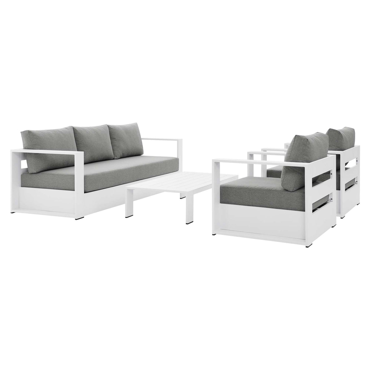 Tahoe White/Gray 4-Piece Outdoor Patio Powder-Coated Aluminum Set - Ornate Home