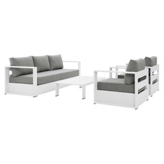 Tahoe White/Gray 4-Piece Outdoor Patio Powder-Coated Aluminum Set - Ornate Home