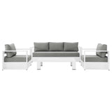 Tahoe White/Gray 4-Piece Outdoor Patio Powder-Coated Aluminum Set - Ornate Home