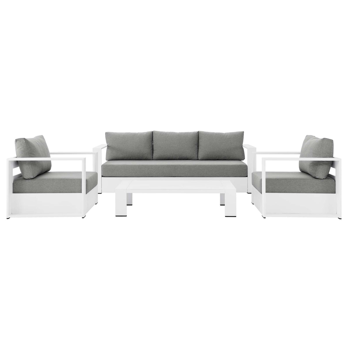 Tahoe White/Gray 4-Piece Outdoor Patio Powder-Coated Aluminum Set - Ornate Home
