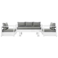 Tahoe White/Gray 4-Piece Outdoor Patio Powder-Coated Aluminum Set - Ornate Home