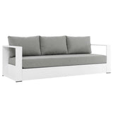 Tahoe White/Gray 4-Piece Outdoor Patio Powder-Coated Aluminum Set - Ornate Home