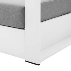 Tahoe White/Gray Outdoor Patio Powder-Coated Aluminum Armchair - Ornate Home
