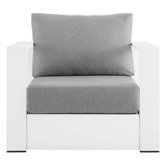 Tahoe White/Gray Outdoor Patio Powder-Coated Aluminum Armchair - Ornate Home